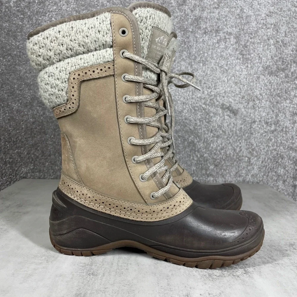 North Face Shellista II Mid Boots Womens Size 7 Snow Rain Winter Waterproof Tan